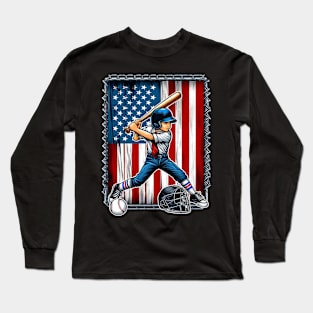 American Flag Baseball Shirt Kids Boy Men Patriotic Long Sleeve T-Shirt